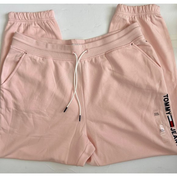 TOMMY HILFIGER Women PLUS SIZE 2X Flag Logo Soft Fleece Jogger Pants Pink - Picture 2 of 8